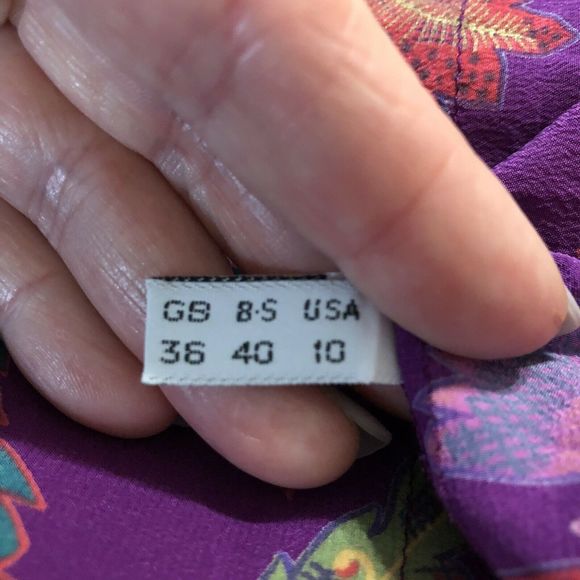 Vtg GENNY by Versace Italy Silk Purple Floral Top - Picture 5 of 5